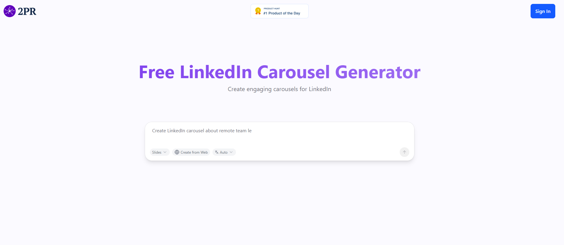 2pr Carousel screenshot and logo